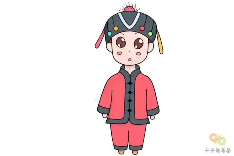 少数民族哈尼族男孩简笔画