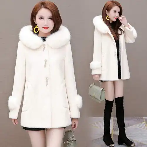 毛领新款貂绒大衣女中长款小个子连帽显瘦洋气大码水貂绒外套冬厚