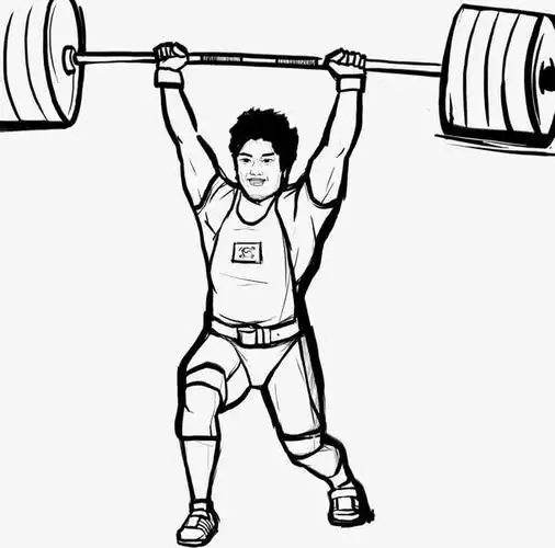手绘黑色举重人物运动员