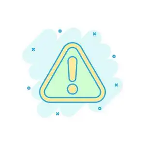 危险警报矢量卡通插图象形图. 谨慎风险业务概念飞溅效应.照片