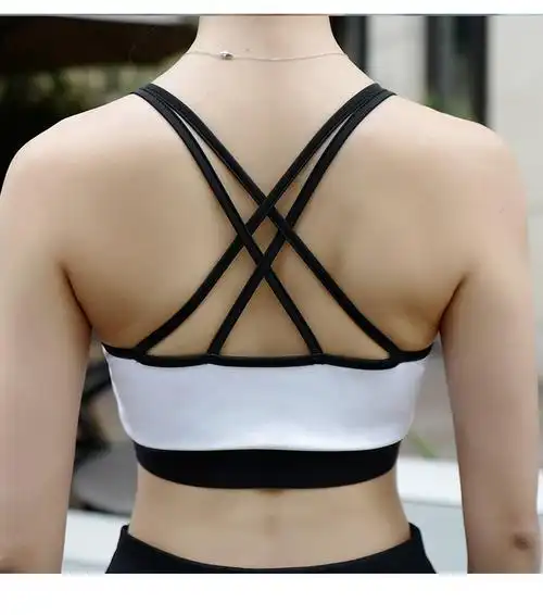 是月也运动文胸女背心式防震无钢圈跑步后背交叉美背内衣cj批发