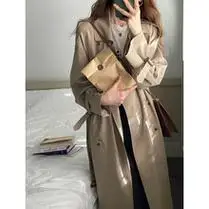 无印良品 muji 女式 不易沾水立领大衣外套女中长款风衣 早春新品