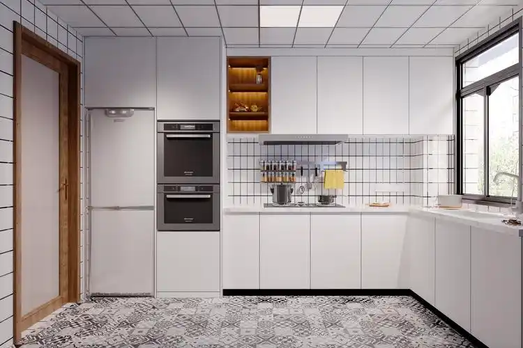 北欧厨房,现代厨房,厨房餐具,北欧橱柜,吊柜,蒸箱烤箱高柜