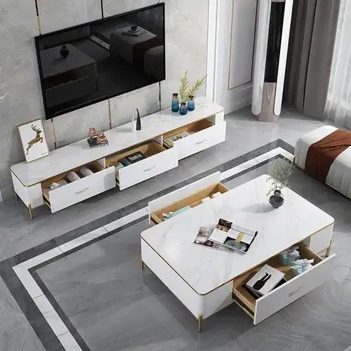 阿斯卡利ascari轻奢大理石岩板客厅落地茶几电视机柜组合现代简约家用
