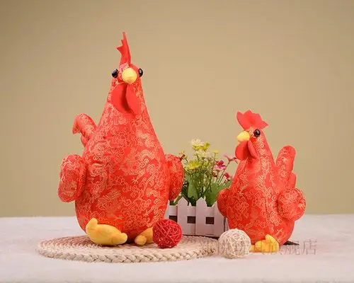 绒玩具鸡公仔鸡年吉祥物大公鸡玩偶布娃娃抱枕礼物年会礼品