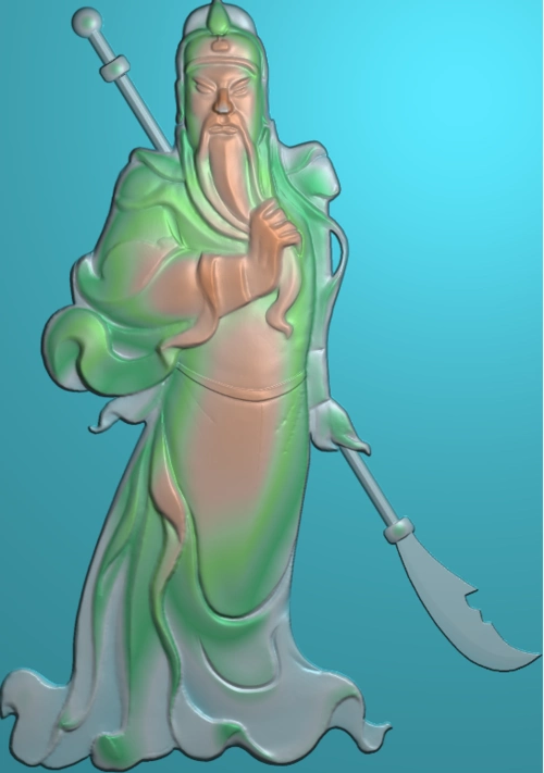 站相关公全身关公精雕图,站相关公全身关公雕刻图,关公挂件雕刻图