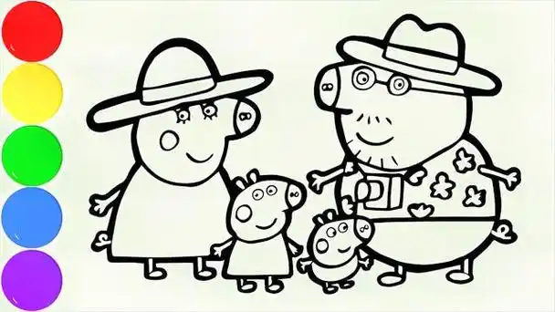 小猪佩奇一家人简笔画 小猪佩奇一家儿童简笔画