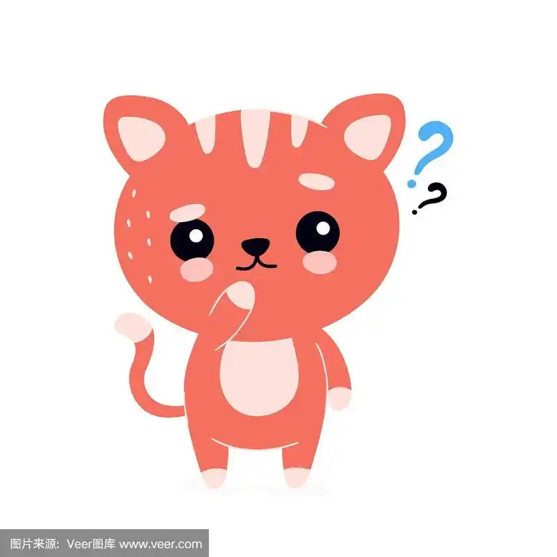可爱的,猫,问号,白色,红色