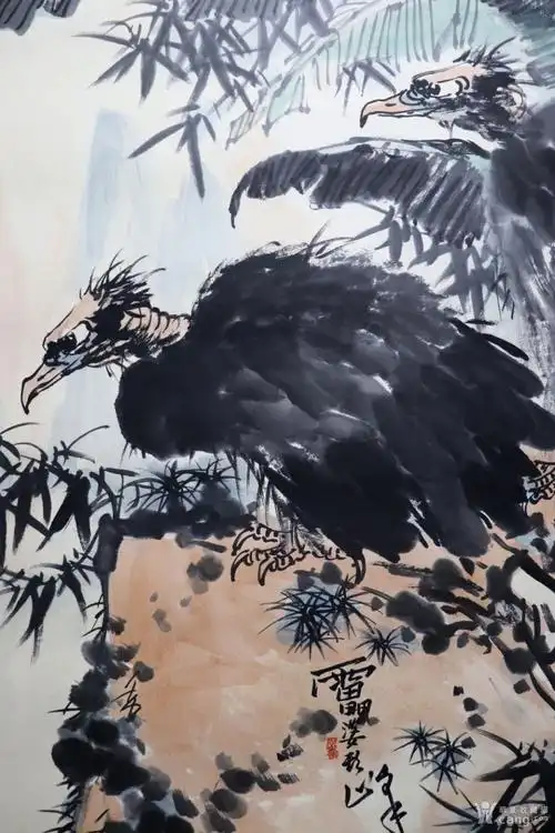 潘天寿 秃鹫立轴