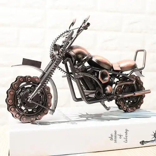 美式复古哈雷摩托车金属模型装饰品摆件办公室桌面书架电视柜摆设