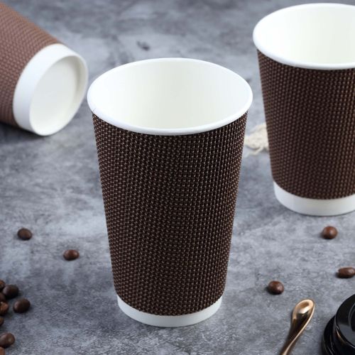 加厚双层瓦楞咖啡奶茶一次性纸杯热饮杯子防烫280400500ml商用