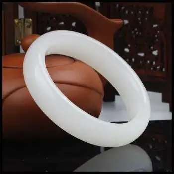 新疆和田白玉手镯 羊脂玉 女款玉石玉镯子首饰礼物 送妈妈送老婆 内径