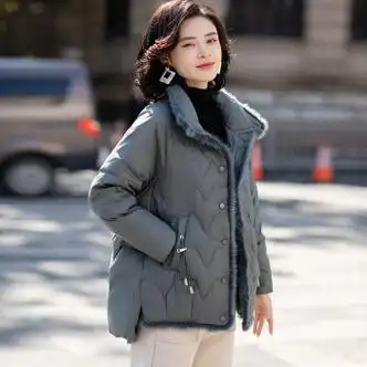 短款羽绒服40岁50贵夫人秋冬洋气质外套中老年冬装中年女新款绿色xl