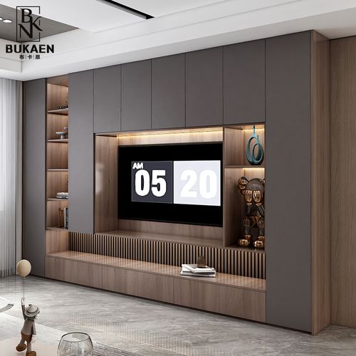 轻奢电视柜背景墙一体组合墙柜客厅储物柜组合靠墙背景墙柜子定制