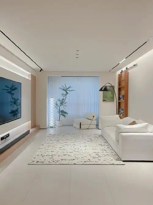 纯白简洁明快的现代简约风客厅.#家居装修##室内设计