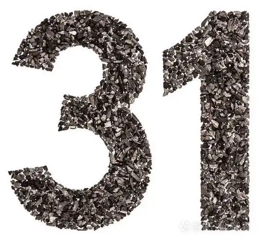阿拉伯数字31三十一从黑色的天然木炭是