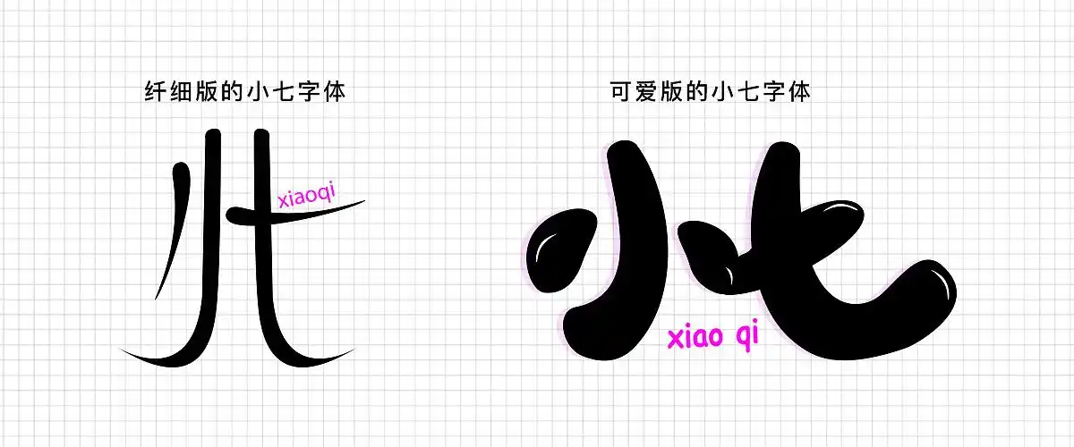 字体设计纤细的小七与可爱的小七字体