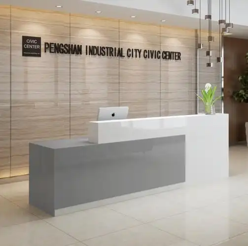 吧台桌柜台收银台简约现代公司前台接待台服装店美容店吧台 白色 灰色