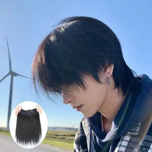 狼尾头鲻鱼头假发片男女短发帅气接发隐形个性自然逼真垫发一片式