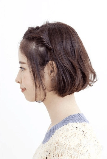 短发刘海怎么编好看图解 简单扭转发辫露额更清爽