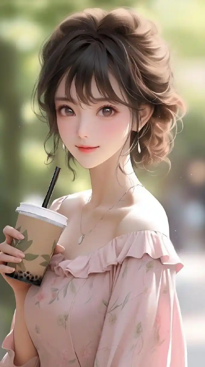 珍珠奶茶甜美少女壁纸#秋天的第一杯奶茶# #动漫壁纸