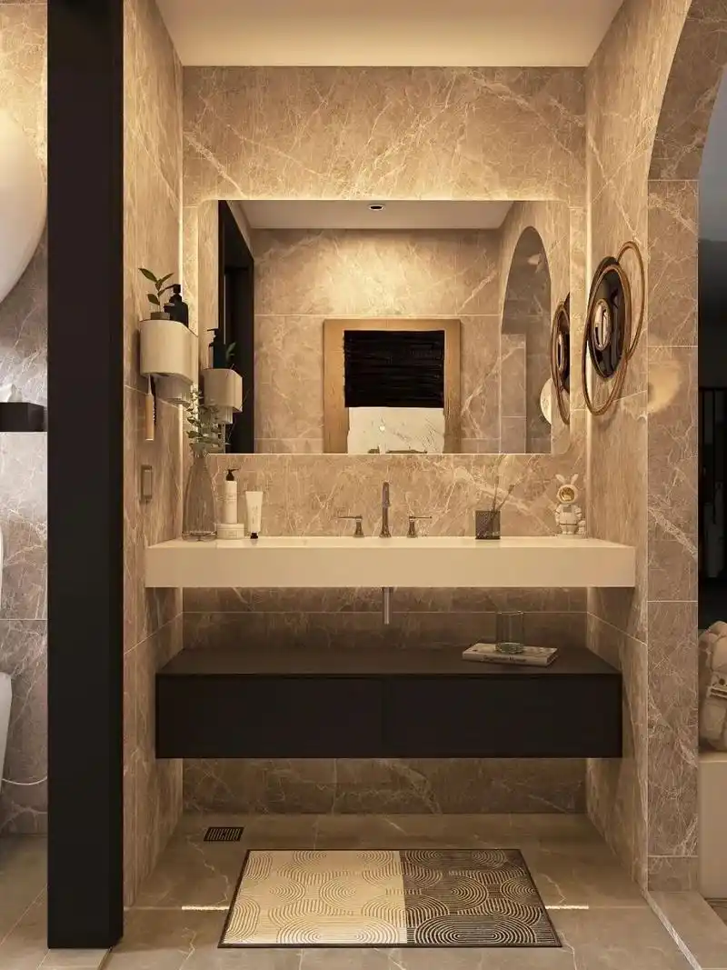 灰色大理石浴室装修|好像天天住五星级酒店.