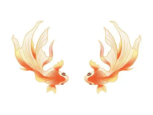 手绘国潮鱼元素金鱼png素材