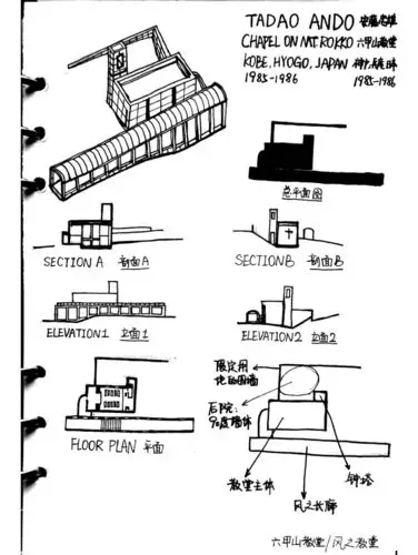 建筑案例分析1——风之教堂(大一初学)_建筑_教堂_风之教堂_日本_动画