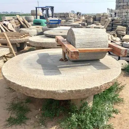 厂家供应农村老石碾子大碾盘旧物件园林景区摆件石磨盘造景电动