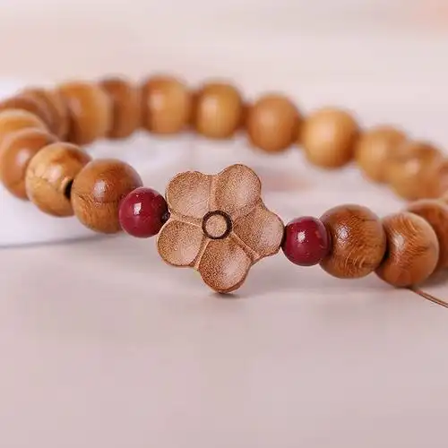 10mm天然桃木梅花老桃木手串女民族风手链朱砂本命年肥城木头