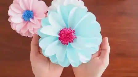 diy手工:非常漂亮的立体大圆花折纸