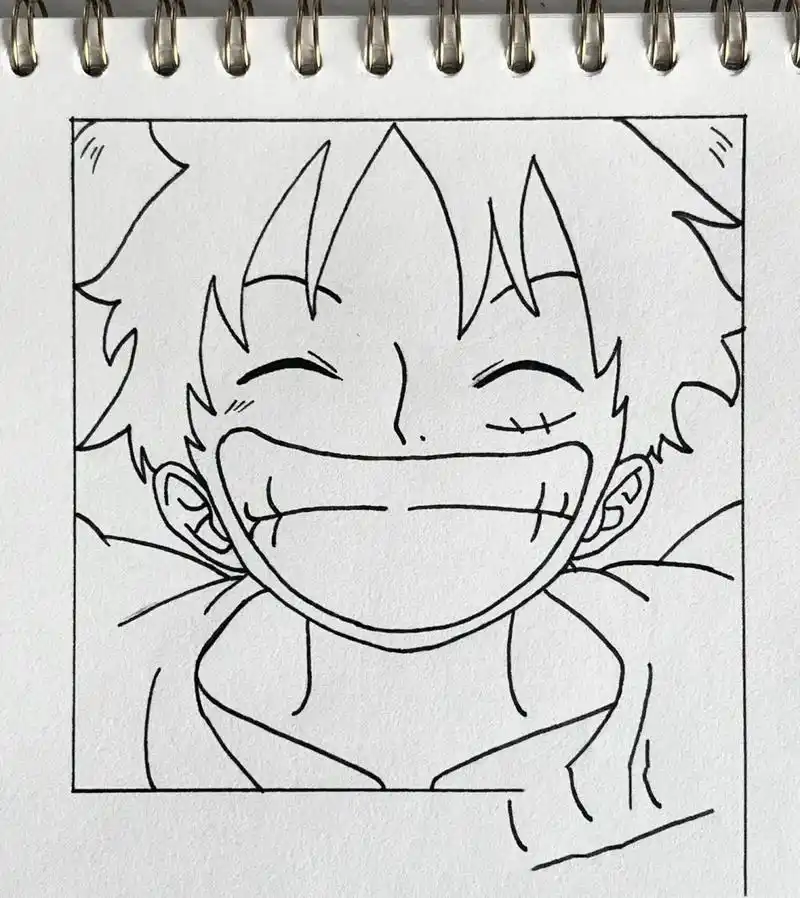 手绘|海贼王·路飞 附上色过程    ——— 边框:12x12cm 96:法卡勒