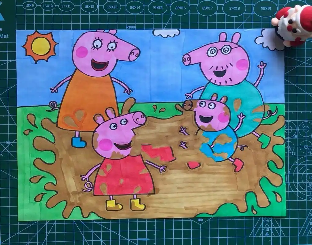 儿童画《小猪佩奇跳泥坑》 佩奇一家的欢乐时光～佩奇和乔治喜欢在