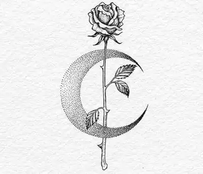 41张简约小清新月亮纹身手稿素材