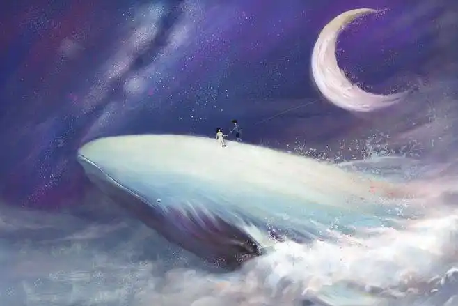 鲸鱼#治愈系##水彩#【水彩】如何用水彩画鲸鱼水彩星空梦幻鲸鱼画针管