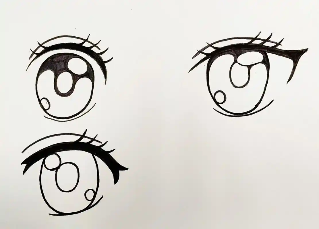 马克笔动漫眼睛 动漫眼睛98 q版眼睛98 #马克笔简笔画# #多乐绘