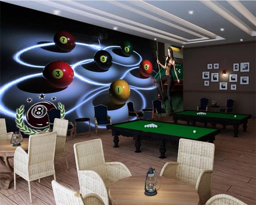 台球厅撞球馆墙布清吧娱乐休闲健身房桌球背景墙壁纸立体大型壁画