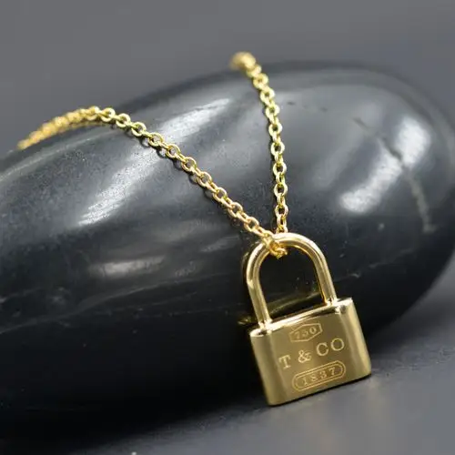 【中古】 tiffany/蒂芙尼 18k黄金锁型坠子项链