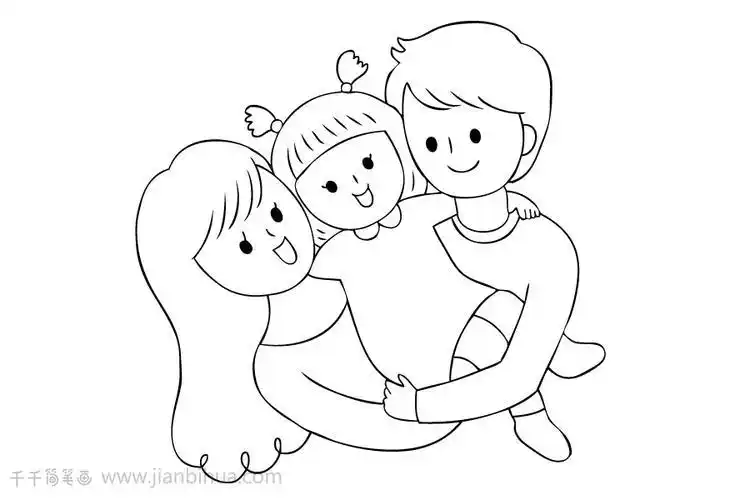 简笔画一家三口在床上睡觉简笔画怎么画简笔画一家人手牵手一家三口