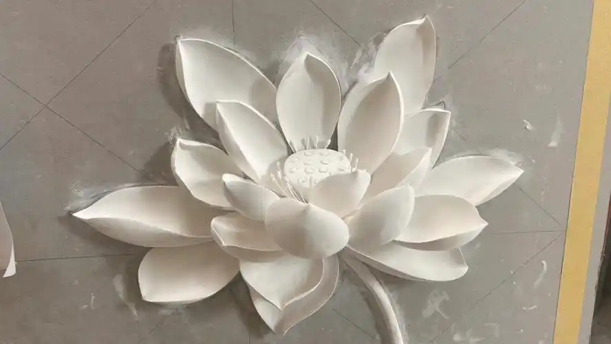 浮雕画  #装饰画  #学员作品  #荷花  #壁画师  #浮雕画教学