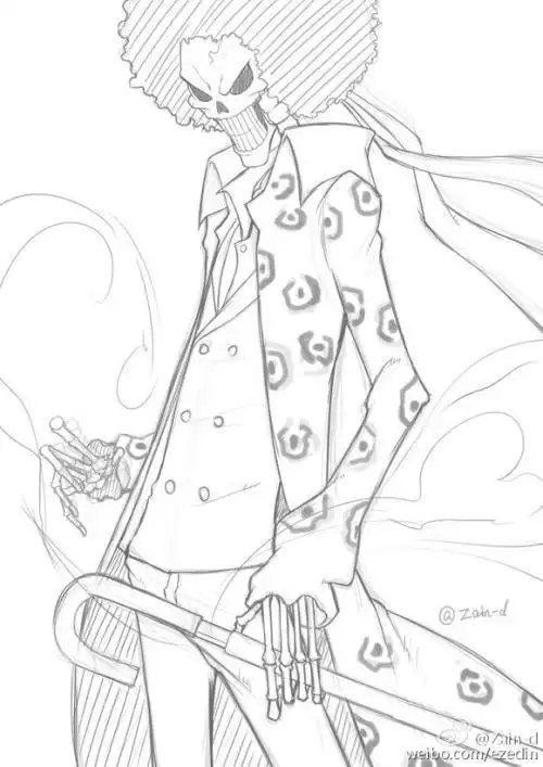 海贼王布鲁克简笔画卡通