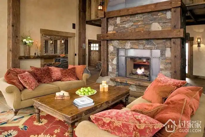 美式乡村风格效果图客厅局部