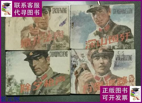 老版连环画 追捕二王 (4册全)[8.5品以上 b08] 宝文堂出版社二