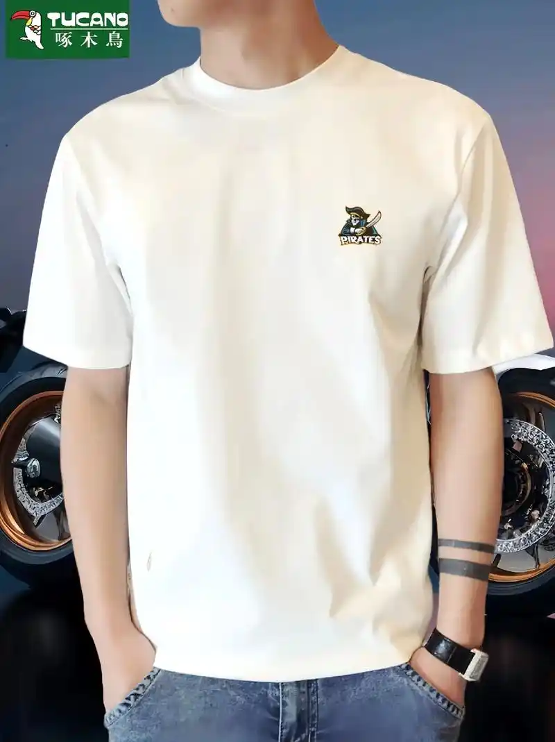 2024爆款t恤,港风来袭! 嘿,朋友们99,这款纯棉短袖男士t恤火了!