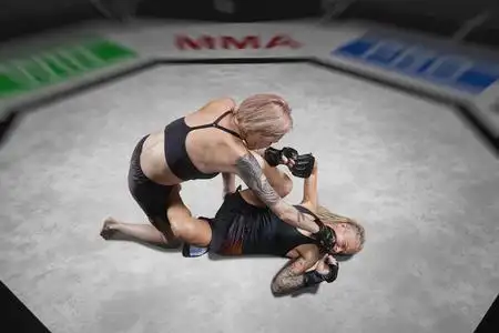 女子 mma 战斗机在地面战斗中被打照片