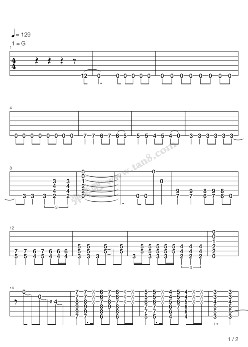 吉他谱 - interstellar overdrive