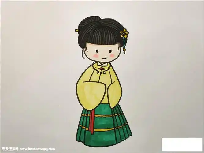 简笔画汉服怎么画