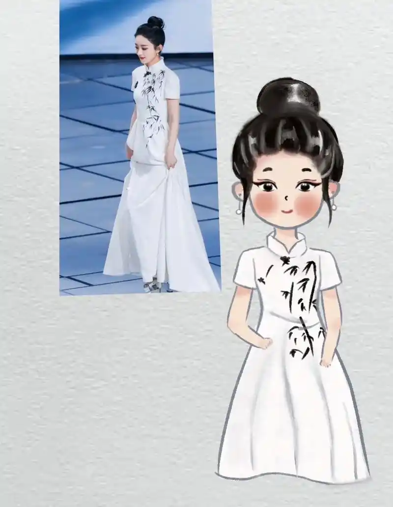 赵丽颖央视造型好漂亮呀简笔画一下练习