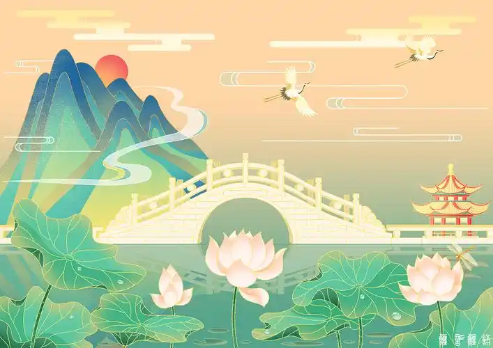 国潮插画——石桥