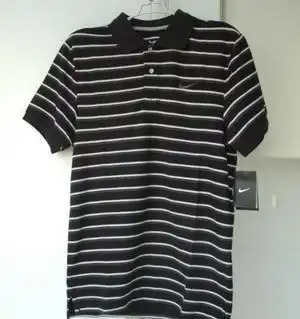 专柜正品耐克 nike 条纹纯棉 polo衫黑白色 440982-010